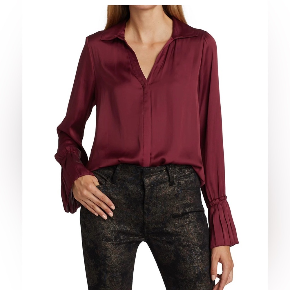 Paige Abriana Satin Shirt Deep Garnet
Burgundy Women's Blouse Top sz L